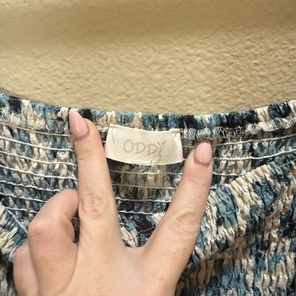 Oddi Women’s Puff Sleeve Smocked Tiered Midi Dress in Blue & White Floral XL - Picture 7 of 8